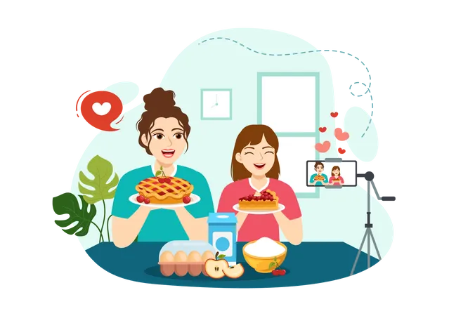 Food Blogger Vector Illustration With Influencer Review And Share It On The Blog In Flat Cartoon Hand Drawn Landing Page Background Templates Illustration