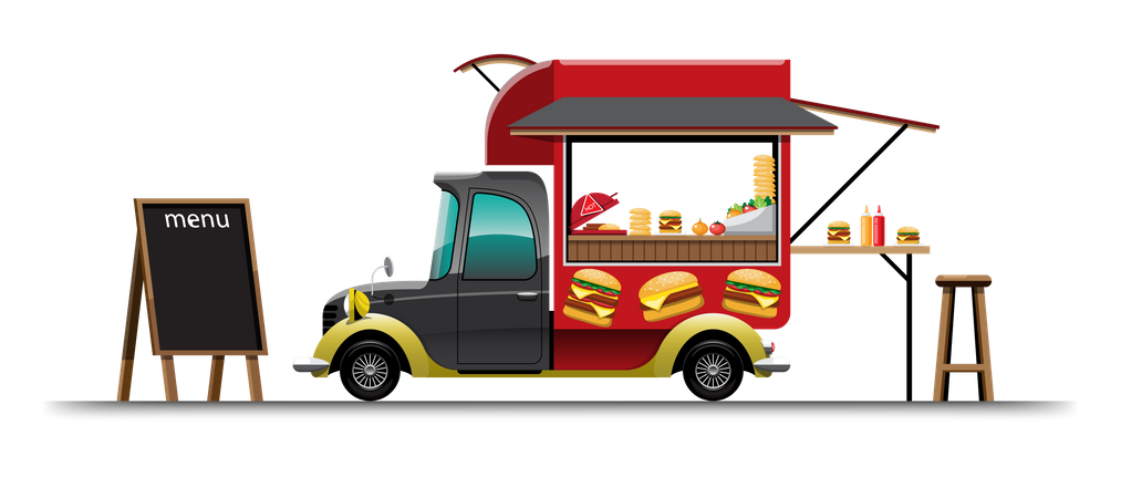 Food van with Hamburger  Illustration