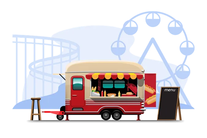Food van with hotdog Illustration