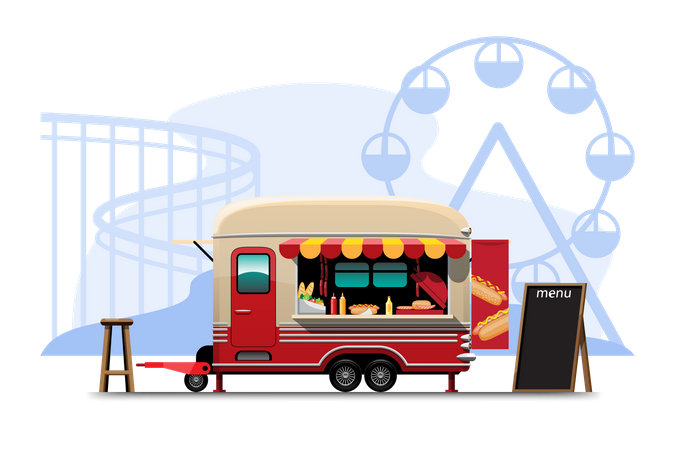 Food van with hotdog  Illustration