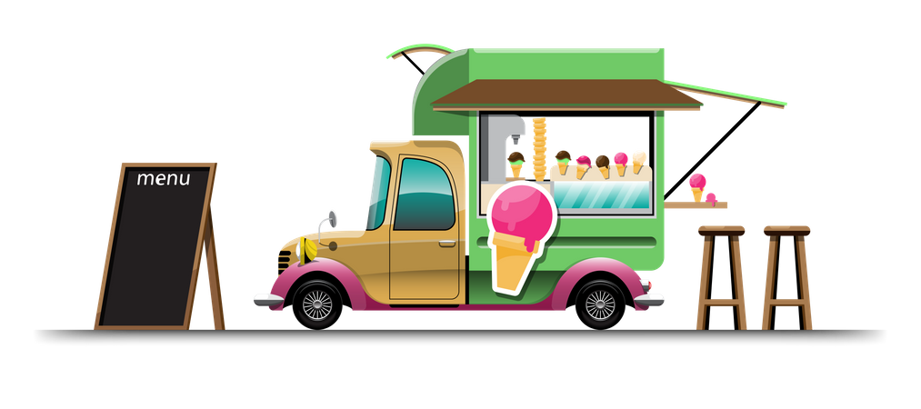 Food van with ice cream Illustration