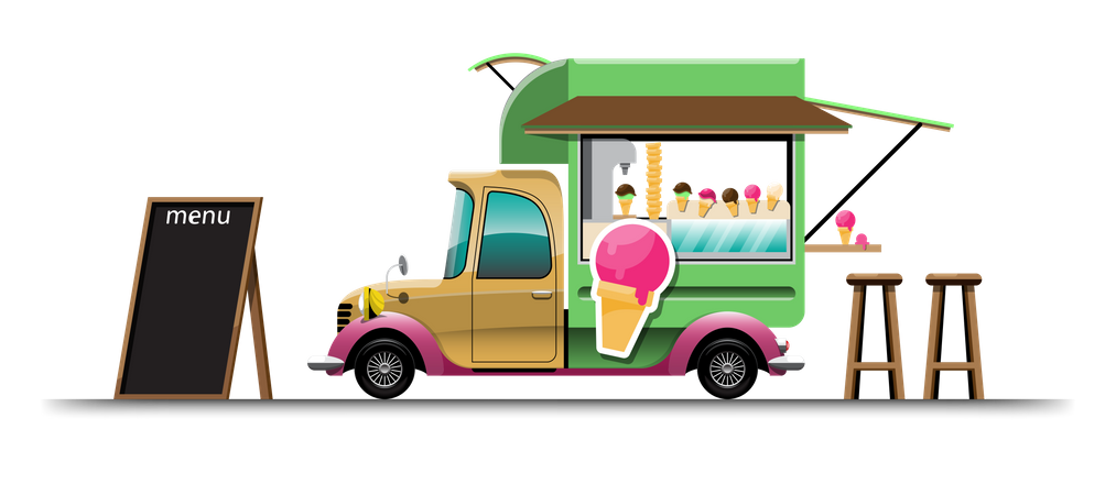 Food van with ice cream  Illustration