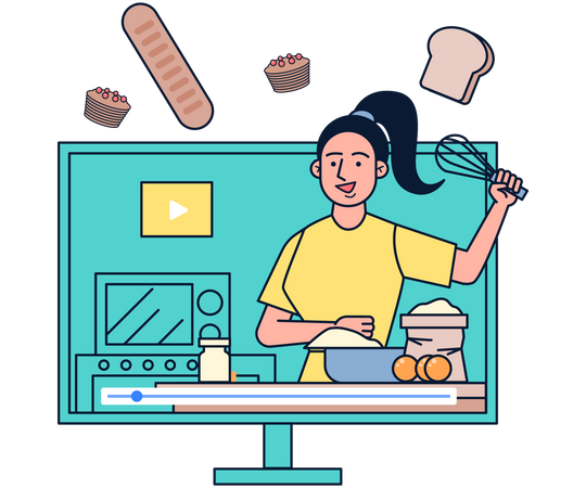 Food vlogger making cooking vlog  Illustration