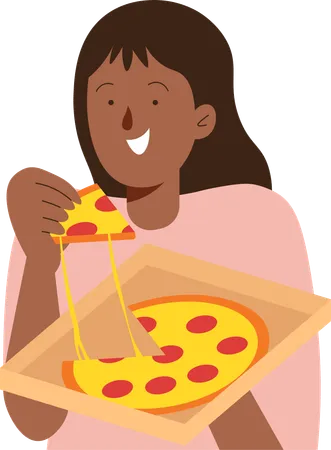 Foodie pessoas comendo pizza  Ilustração