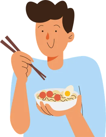 Foodie pessoas comendo macarrão  Ilustração