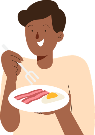 Foodie People eating bacon and egg  Illustration