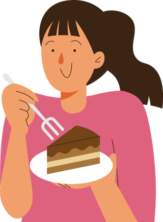 Foodie People eating cake  Illustration