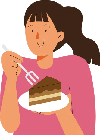 Foodie People eating cake  Illustration