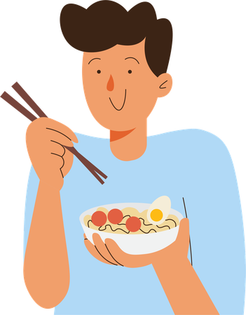 Foodie People eating noodle  Illustration