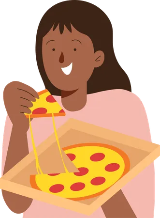 Foodie People eating Pizza  Illustration