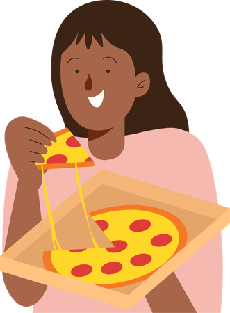 Foodie People eating Pizza  Illustration