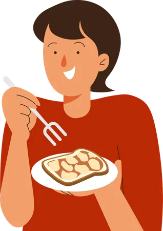 Foodie People eating Toast  Illustration