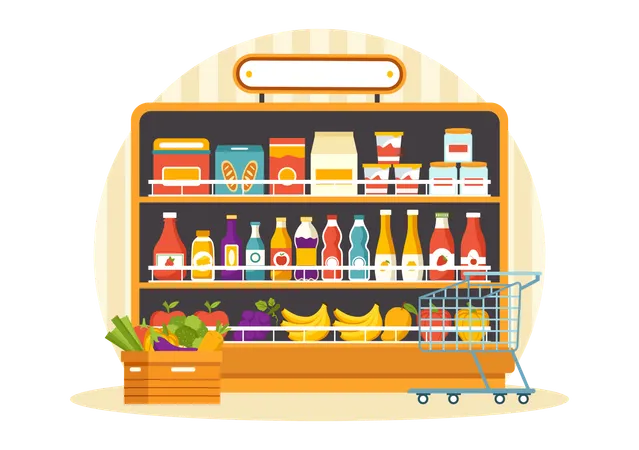 Foods Items Shelf  イラスト