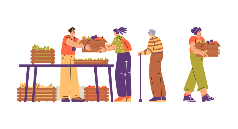 Foodsharing von Community-Mitgliedern  Illustration