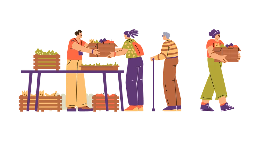 Foodsharing von Community-Mitgliedern  Illustration