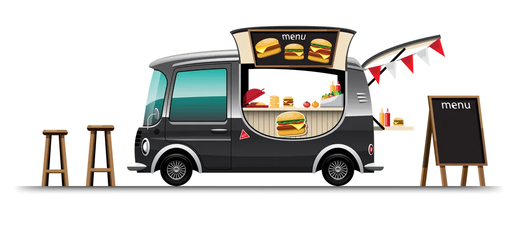 Foodtruck mit Hamburger  Illustration