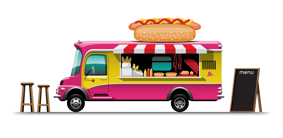 Imbisswagen mit Hotdog  Illustration