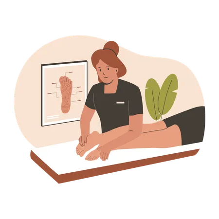 Foot Massage Therapist Vector Concept Alternative Medicine Concept Flat Illustration Concept Illustration