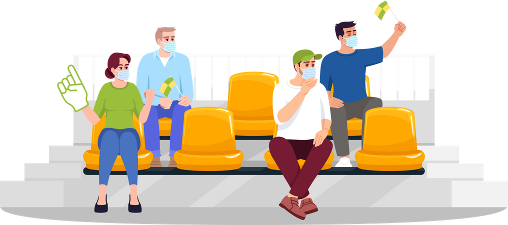 Football fans on seats  Illustration