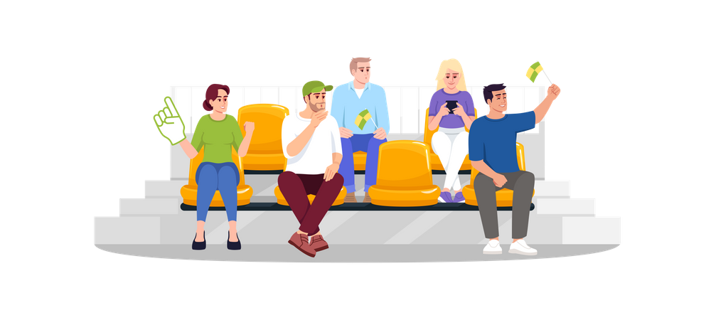 Football fans sitting on seats  Illustration