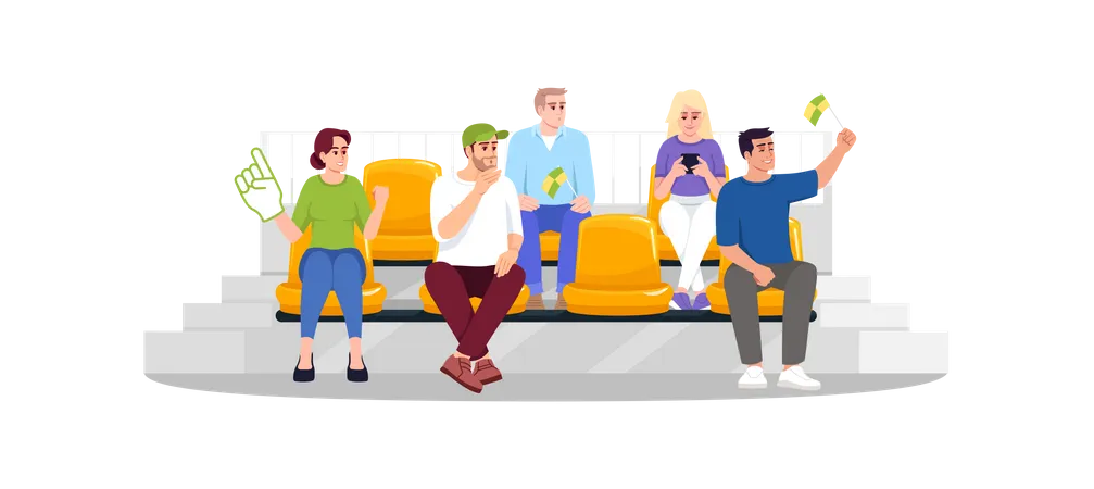 Football fans sitting on seats  Illustration