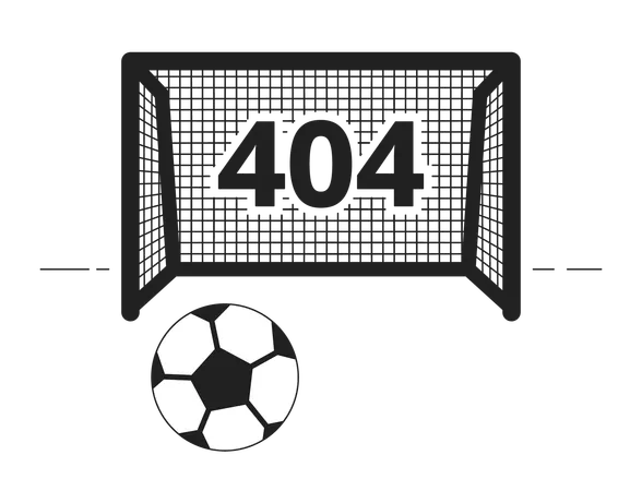 Football Game Black White Error 404 Flash Message Kicking Ball Into Gate Monochrome Empty State Ui Design Page Not Found Popup Cartoon Image Vector Flat Outline Illustration Concept Illustration