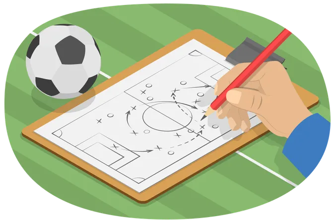 3 D Isometric Flat Vector Conceptual Illustration Of Football Game Tactics Scheme For Training A Soccer Team Illustration