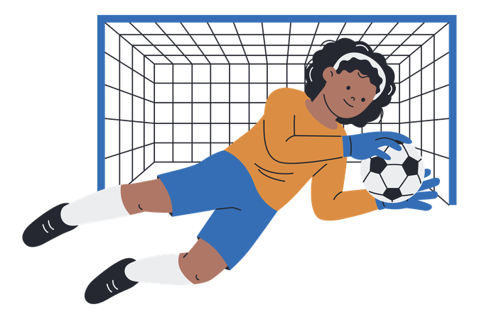 Football Goal Keeper trying to save goal  Illustration