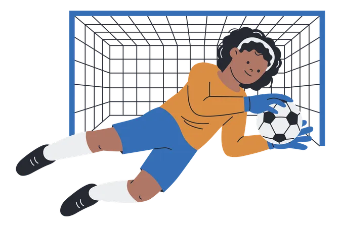 Football Goal Keeper trying to save goal  Illustration