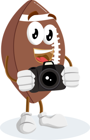 Football Logo mascot with camera pose  Illustration