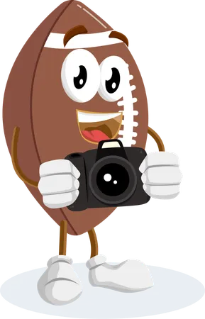 Football Logo mascot with camera pose  Illustration