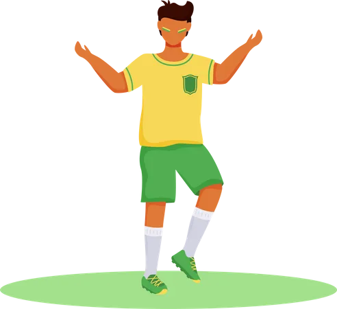 Football Fan Flat Color Vector Faceless Character Brazil Carnival Patriot Standing Teenager With Brazilian Flag Colors Strips On Cheeks Latino Boy In Sportswear Isolated Cartoon Illustration For Web Graphic Design And Animation Illustration