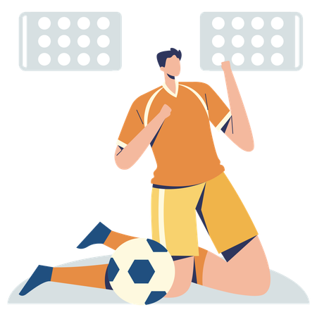 Football player celebrating Goals  Illustration