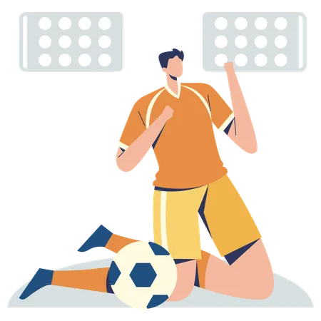 Football player celebrating Goals  Illustration