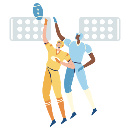 Football player doing Line out in Air  Illustration