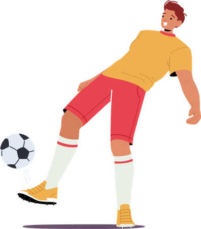 Football player doing trick shot  Illustration