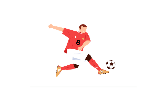 Football player doing volley shot  Illustration