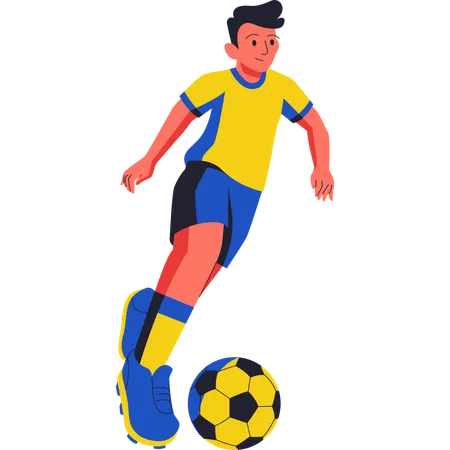 Football Player Dribbling Ball  Illustration