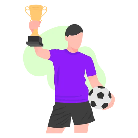 Football player got trophy  Illustration