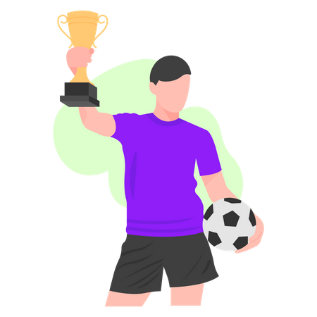 Football player got trophy  Illustration