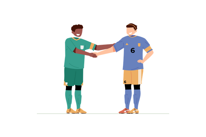 Football player handshakes  Illustration