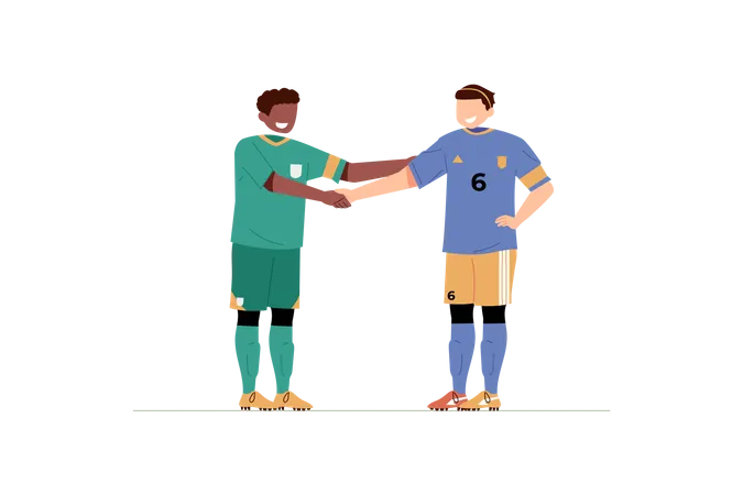 Football player handshakes  Illustration