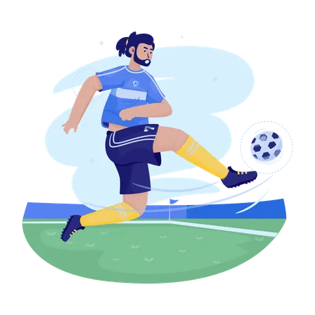 Flat Illustration Design Of A Man Playing Football Illustration