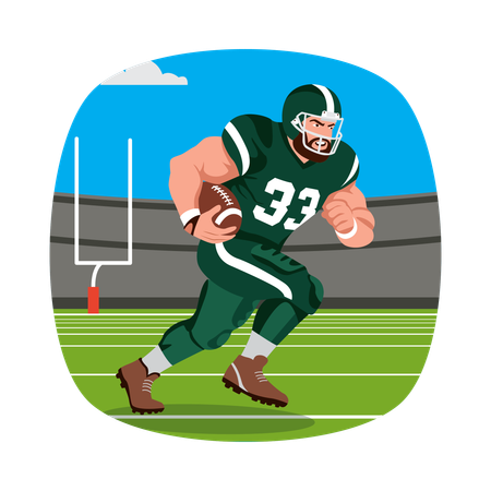 ボールを持って全力疾走するサッカー選手  イラスト
