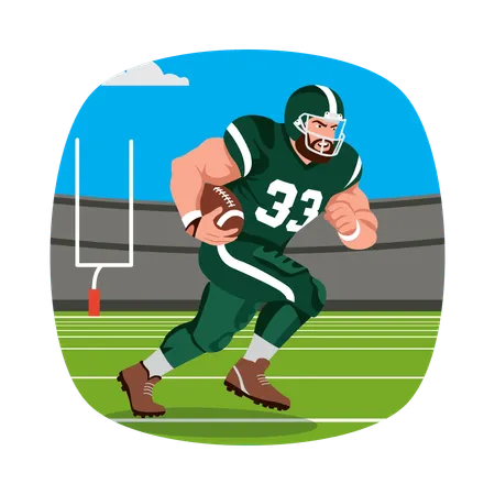 ボールを持って全力疾走するサッカー選手  イラスト
