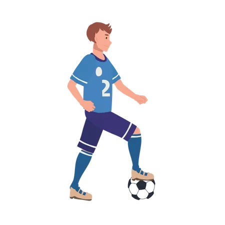 Football Player Man Kicking Ball Soccer Player Male Characters Playing Football Illustration