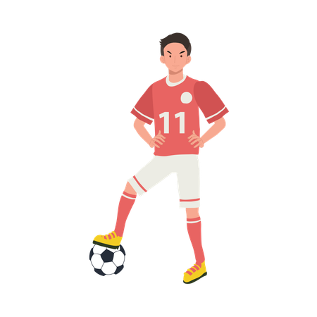 Football player standing with football  Illustration