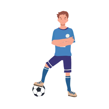 Football player standing with football  Illustration