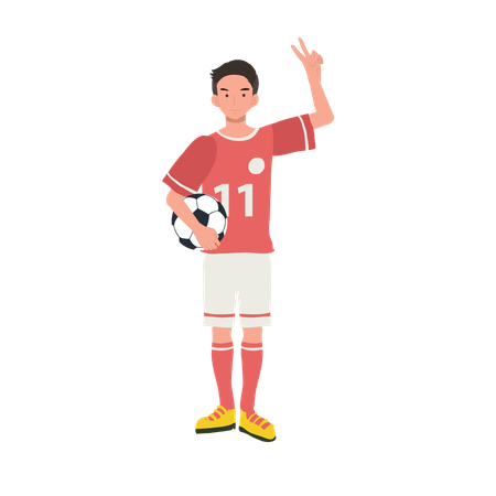 Football player standing with football  Illustration