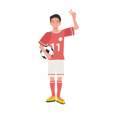 Football player standing with football  Illustration